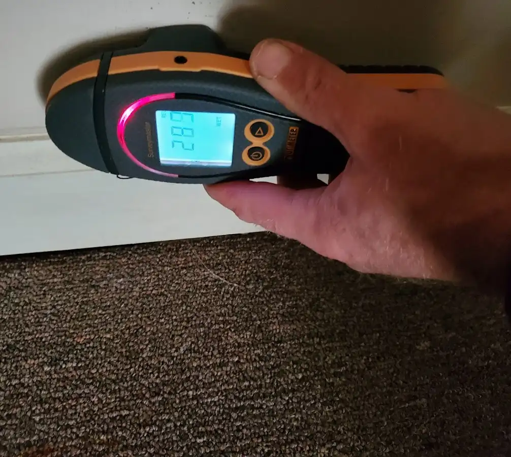 Moisture detection at baseboard during Burst Pipe Cleanup in Alameda